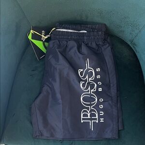 Hugo Boss Navy Swim Trunks with Logo